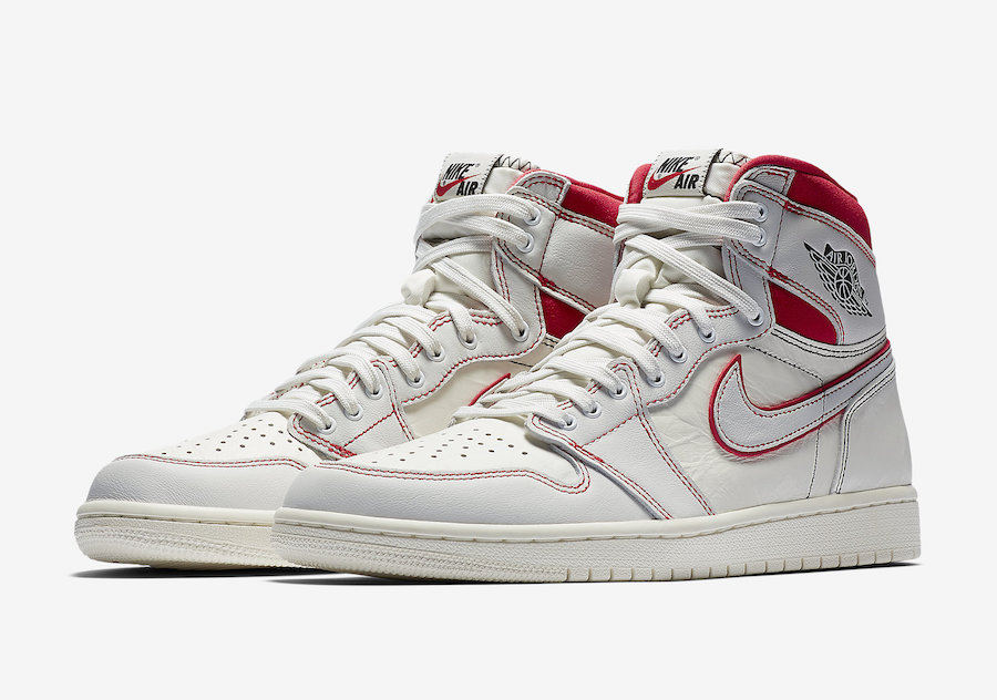 Air Jordan 1 Retro High OG “Sail/Red” 货号：555088-160  air jordan “sail” 第1张