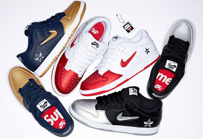 Supreme x Nike SB Dunk Low 货号 CK3480-001、CK3480-600、CK3480-700