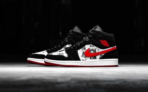 Air Jordan 1 Mid SE 乔丹新闻剪纸主题，货号 852542-061