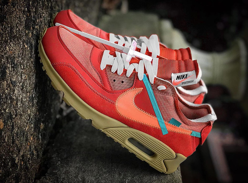 OFF-WHITE x Nike Air Max 90 货号 AA7293-600  “ The Ten ” 系列 尚未 完结 红色 Ma 联名运动鞋 第3张